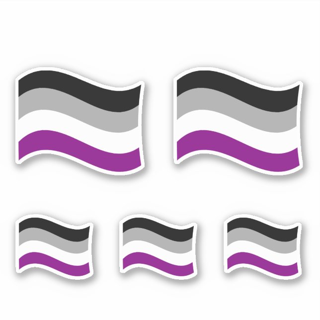 Asexual Pride Wavy Flag Sticker (Front)