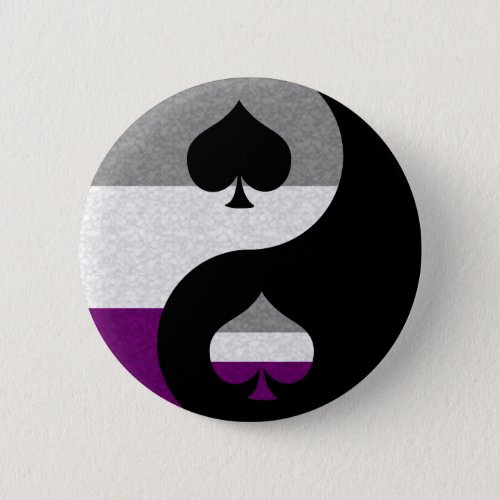 Asexual Pride Yin and Yang Symbol in Pride Flag  Pinback Button