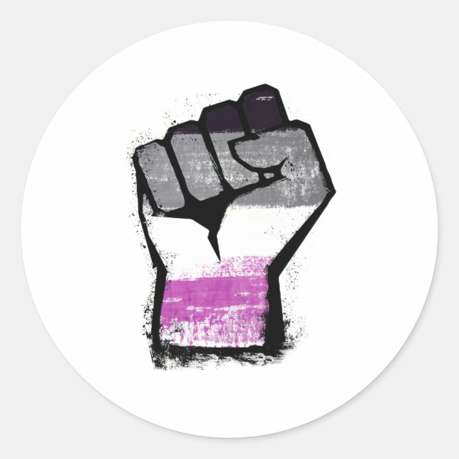 Asexual Protest Fist Classic Round Sticker (Front)