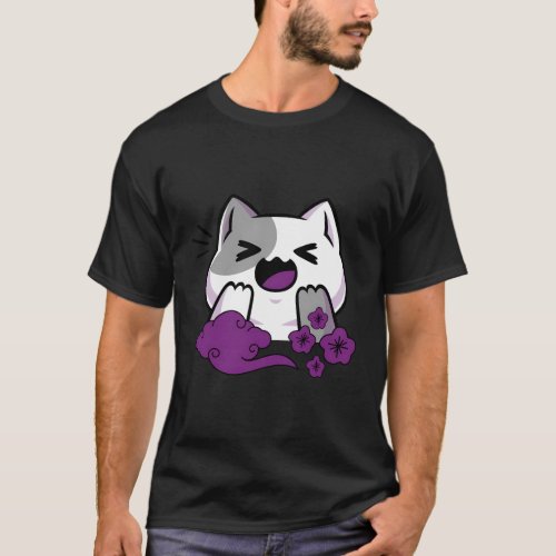 Asexual Subtle Ace Pride Anime And Cat Japanese Lg T_Shirt