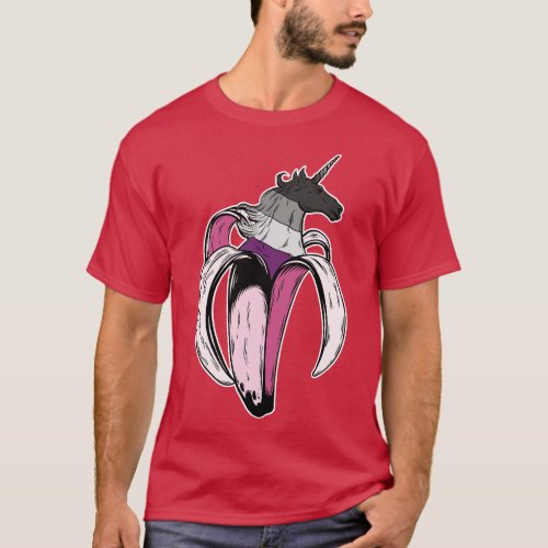 Asexual Unicorn Banana LGBT Pride Flag T_Shirt