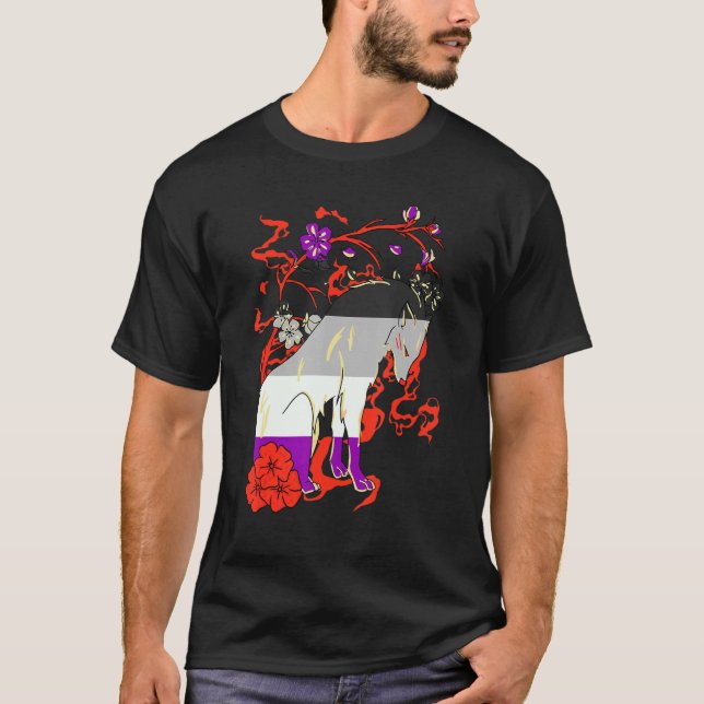Asexual Wolf Lgbqa Ace Flower Asexuality Pride Ase T-Shirt (Front)