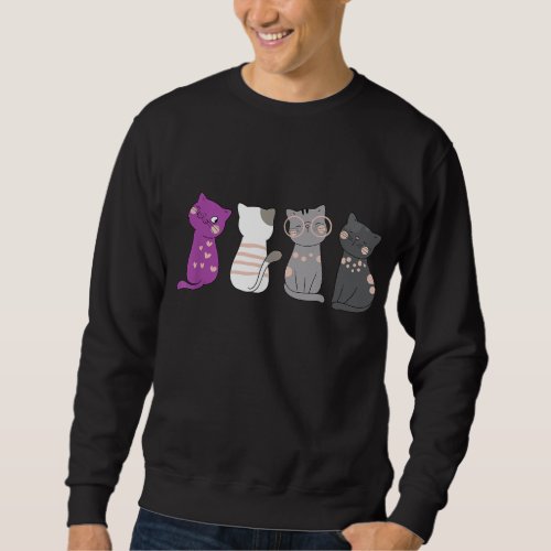 Asexuality Ace Flag Kawaii Cat Lover Gift Equality Sweatshirt
