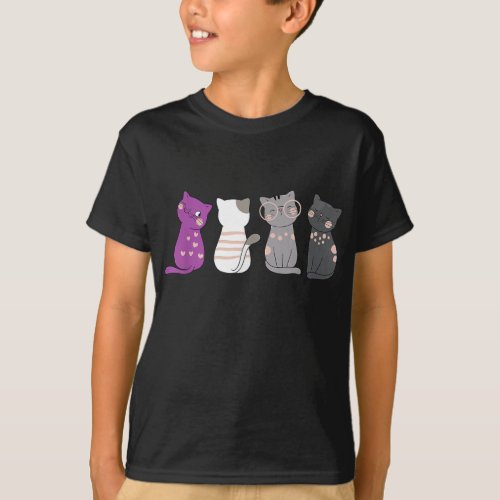 Asexuality Ace Flag Kawaii Cat Lover Gift Equality T_Shirt