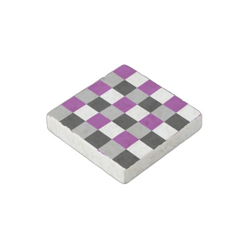 Asexuality colors checkered pattern stone magnet
