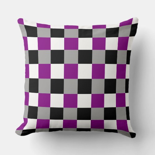 Asexuality colors checkered pattern throw pillow