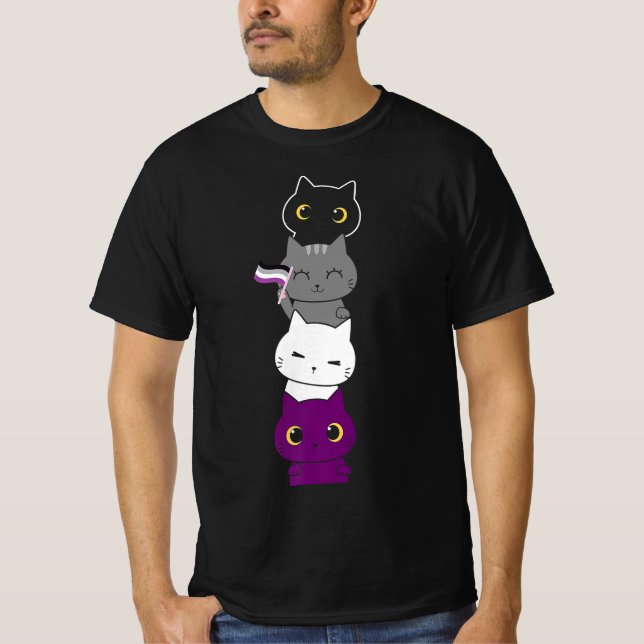 Asexuality Flag Animal Cat Ace Pride Demisexual T-Shirt (Front)