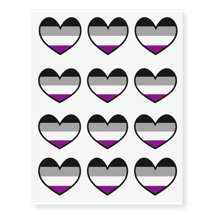 Asexuality Flag Hearts Temporary Tattoos Zazzle 1134