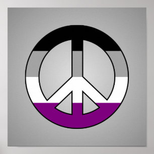 Asexuality flag peace sign poster