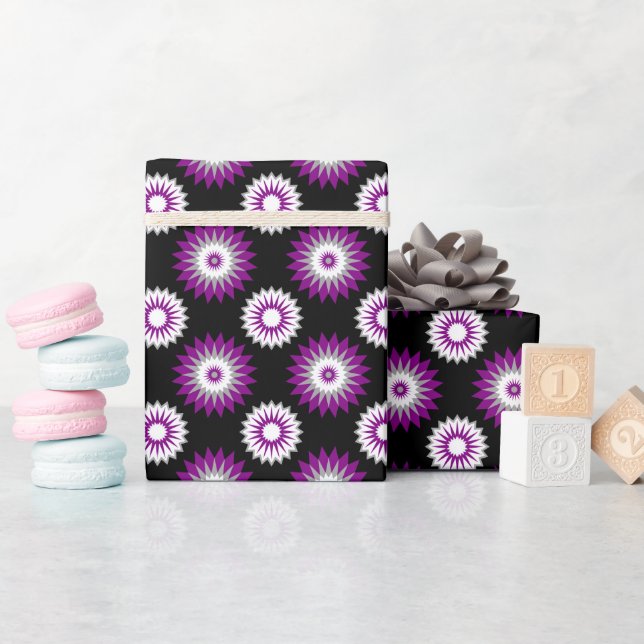 Asexuality pride colors / black flower wrapping paper (Baby Shower)