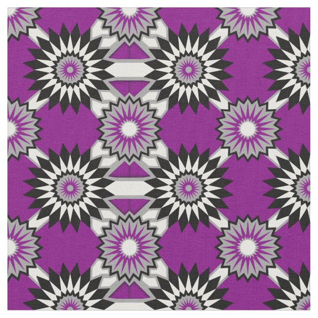 Asexuality pride colors /purple mirrored pattern fabric (Close Up)