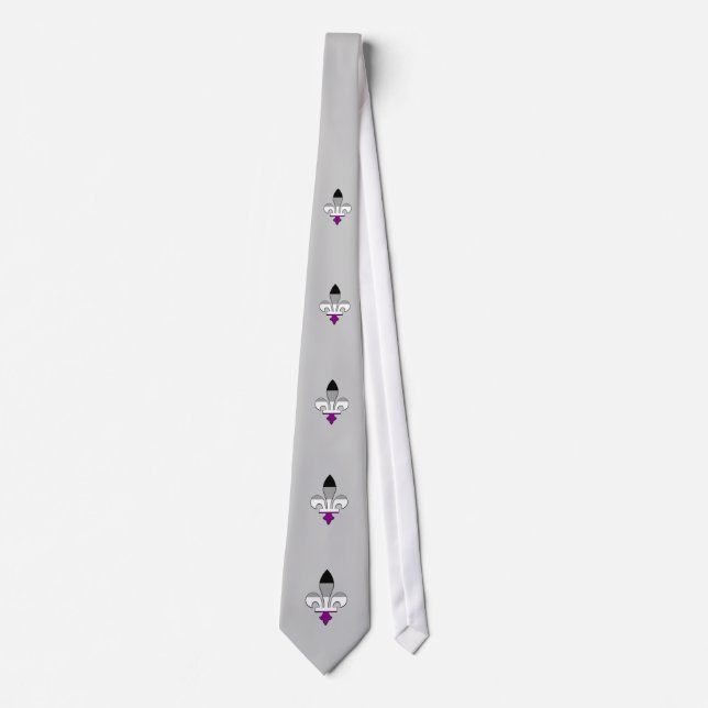 Asexuality pride fleur-de-lis neck tie (Front)