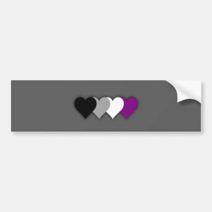 Asexuality pride hearts bumper sticker
