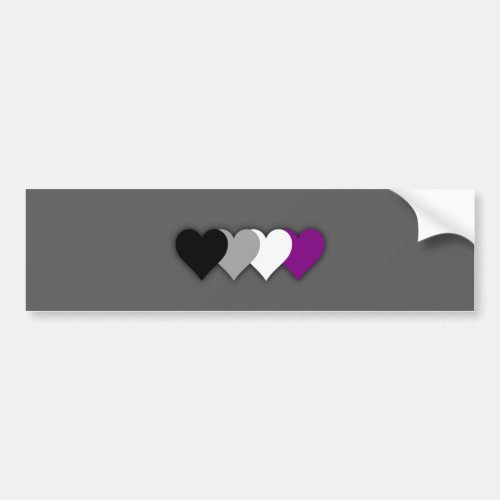Asexuality pride hearts bumper sticker