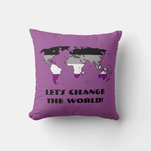 Asexuality  Pride Map of The World Throw Pillow
