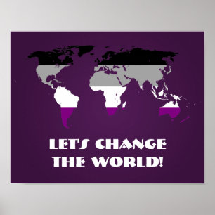 Asexuality pride world map poster
