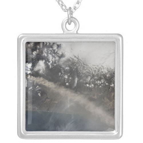 Ash and steam continue billowing silver plated necklace