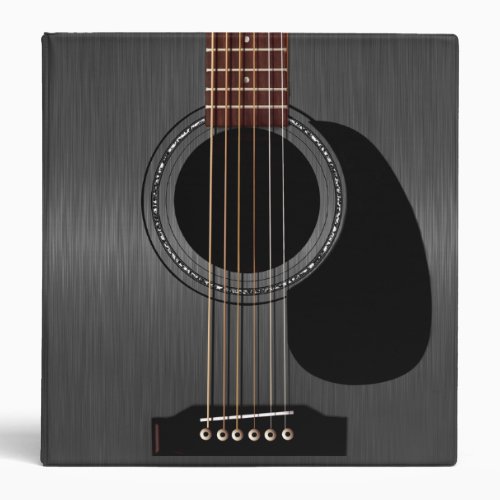 Ash Black Acoustic Guitar 3 Ring Binder