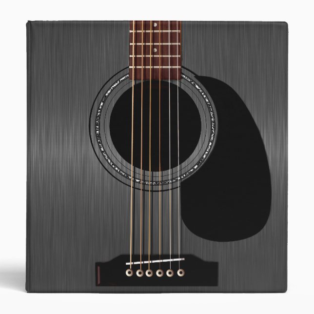 Ash Black Acoustic Guitar 3 Ring Binder (Front)