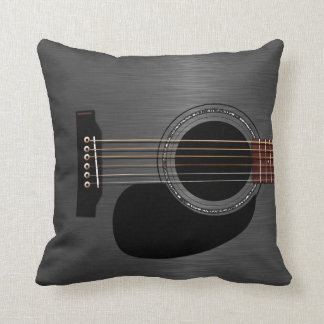 Ash Black Acoustic Guitar Throw Pillow