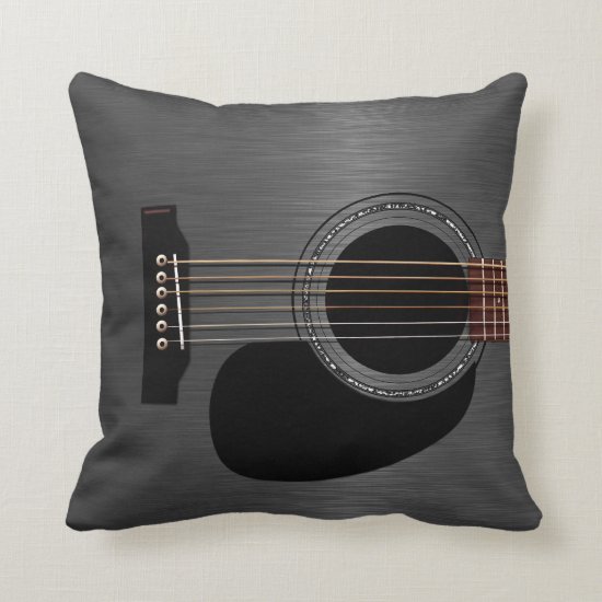 Ash Black Acoustic Guitar Throw Pillow
