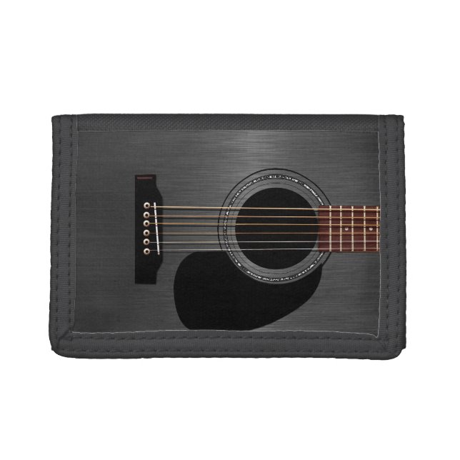 Ash Black Acoustic Guitar Tri-fold Wallet (Front)