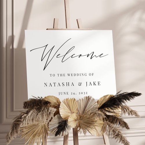 Ash Black Calligraphy Script Wedding Welcome Sign