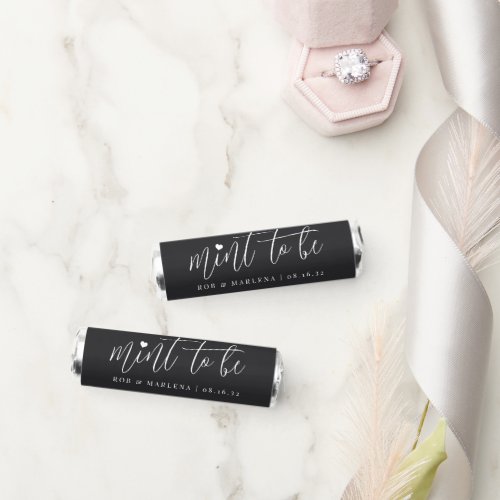 Ash Black  Heart Calligraphy Personalized Wedding Breath Savers Mints