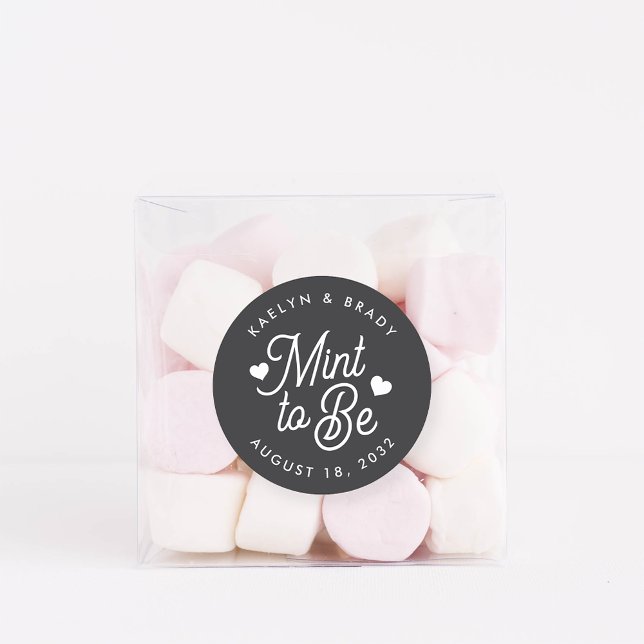 Ash Black | Mint to Be Personalized Wedding Favor Classic Round Sticker (Creator Uploaded)