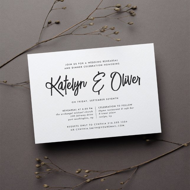 Ash Black | Modern Signature Rehearsal Dinner Invitation (Creator Uploaded)