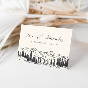 Ash Black | Mountain Sketch Wedding Thank You Card