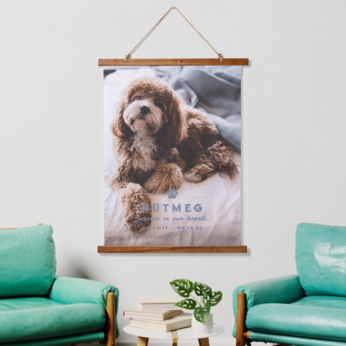 Ash Blue Forever In Our Hearts Paw Pet Memorial Hanging Tapestry
