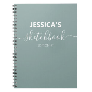 Ash Color Personalised Sketchbook Custom Name Notebook