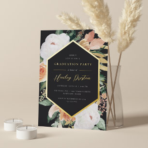 Ash Desert Floral Graduation Party Foil Invitation