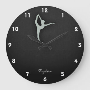 Ash Gray Ballet Dancer Large Clock