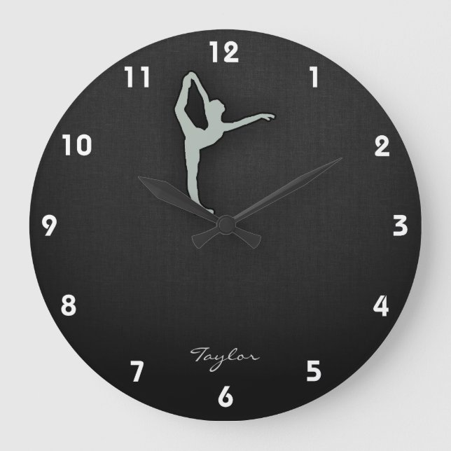 Ash Gray Ballet Dancer Large Clock (Front)