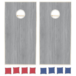 Ash Gray Bamboo Wood Grain Look Cornhole Set