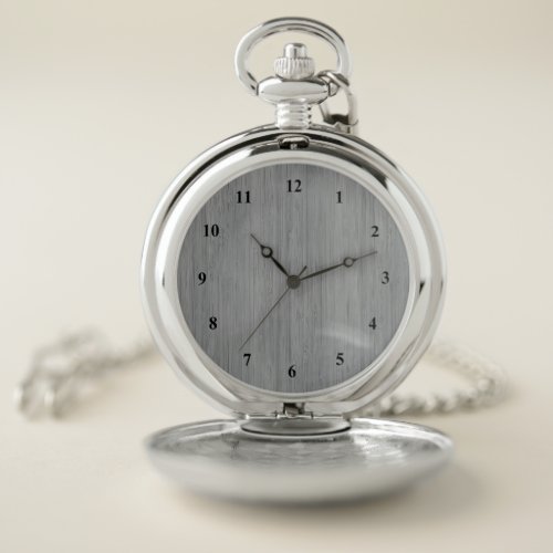 Ash Gray Bamboo Wood Grain Look Pocket Watch