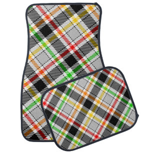 Ash Gray Black Multicolour Flannel Plaid Tartan Car Floor Mat