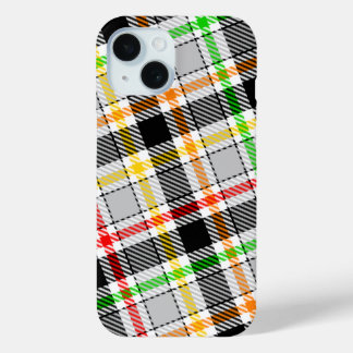 Ash Gray Black Multicolour Flannel Plaid Tartan iPhone 15 Case