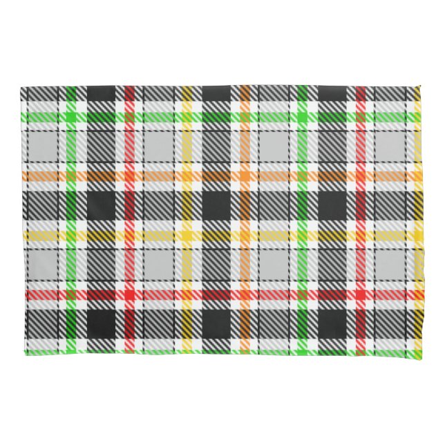 Ash Gray Black Multicolour Flannel Plaid Tartan Pillow Case (Front)