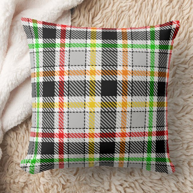 Ash Gray Black Multicolour Flannel Plaid Tartan Throw Pillow (Creator Uploaded)