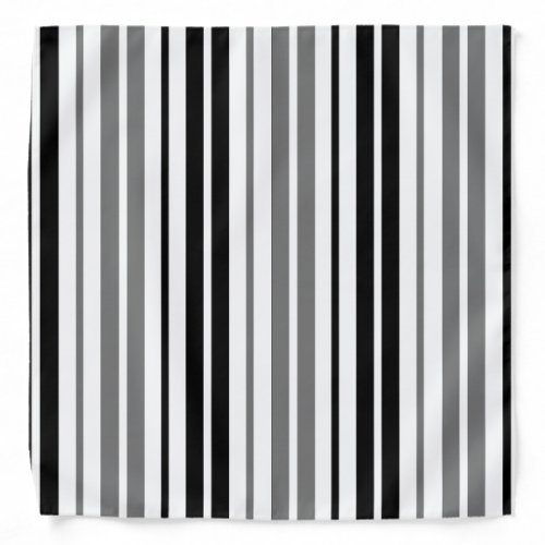 Ash Gray Black White Stripes Pattern Bandana