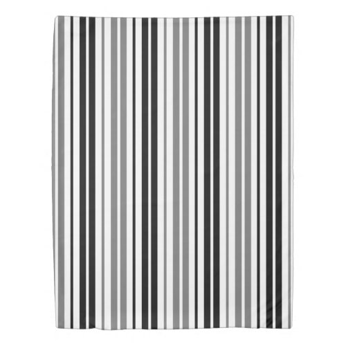 Ash Gray Black White Stripes Pattern   Duvet Cover