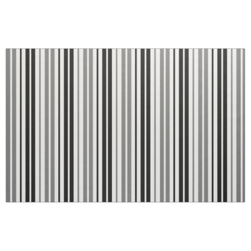 Ash Gray Black White Stripes Pattern Fabric