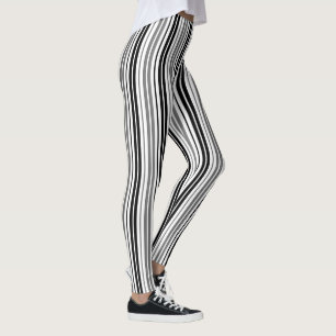Ash Gray Black White Stripes Pattern Leggings