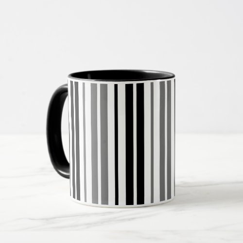 Ash Gray Black White Stripes Pattern Mug