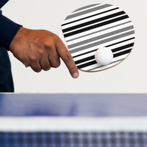 Ash Gray Black White Stripes Pattern   Ping Pong Paddle