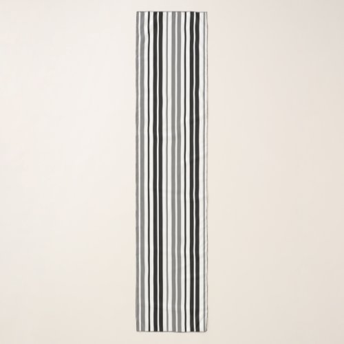Ash Gray Black White Stripes Pattern   Scarf