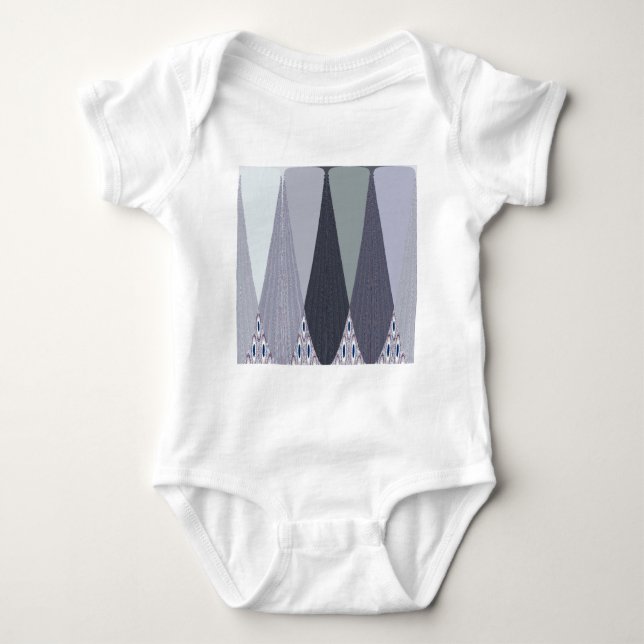 Ash Gray Chevron Dots Art Print Baby Bodysuit (Front)